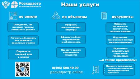 Информация по актуальным услугам ППК «Роскадастр» по Московской области