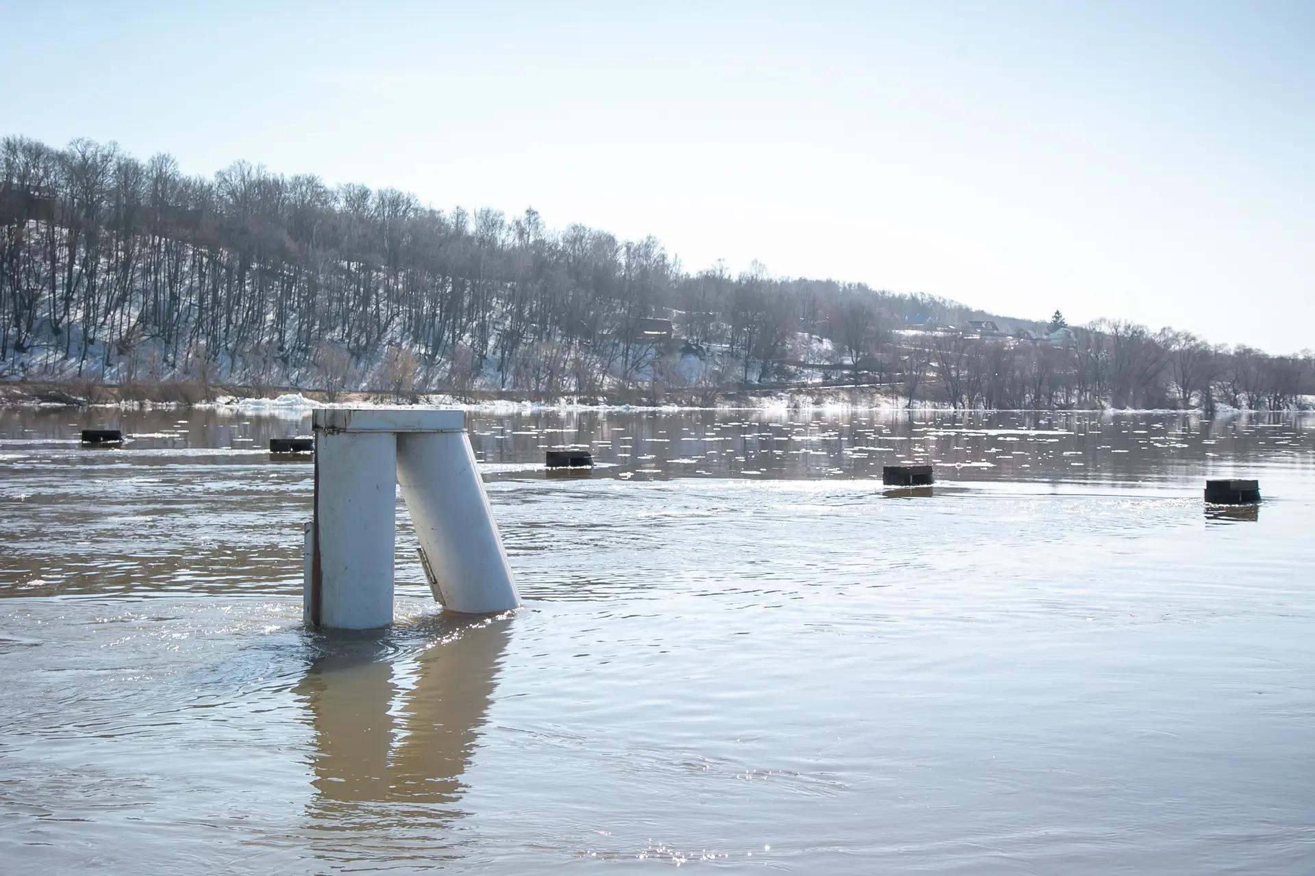 В Озёрах на Оке начались работы по сведению наплавного моста